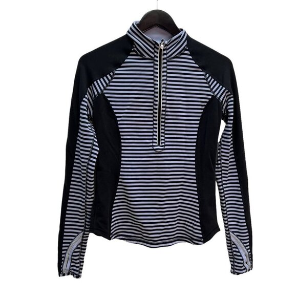 lululemon U-Turn 1/2 Zip Luon Reversible Striped Blue Long Sleeve Pullover - Picture 3 of 11